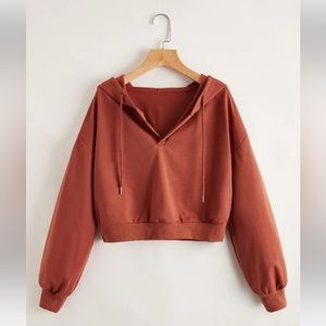 Drop shoulder crop hoodies- TWO